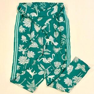 Boden Paperbag Pants Girls 12 Bamboo Palm Trees Monkeys Turtles Butterflies Teal